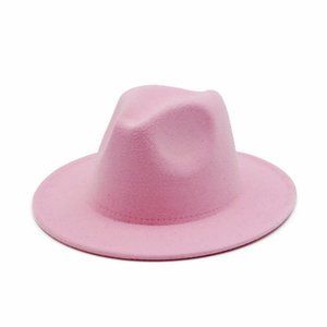 Baby Pink Fedora Wide Brim Cotton Blend Felt Hat